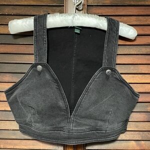 Wild Fable Black Wash Denim Cropped Top, Size M